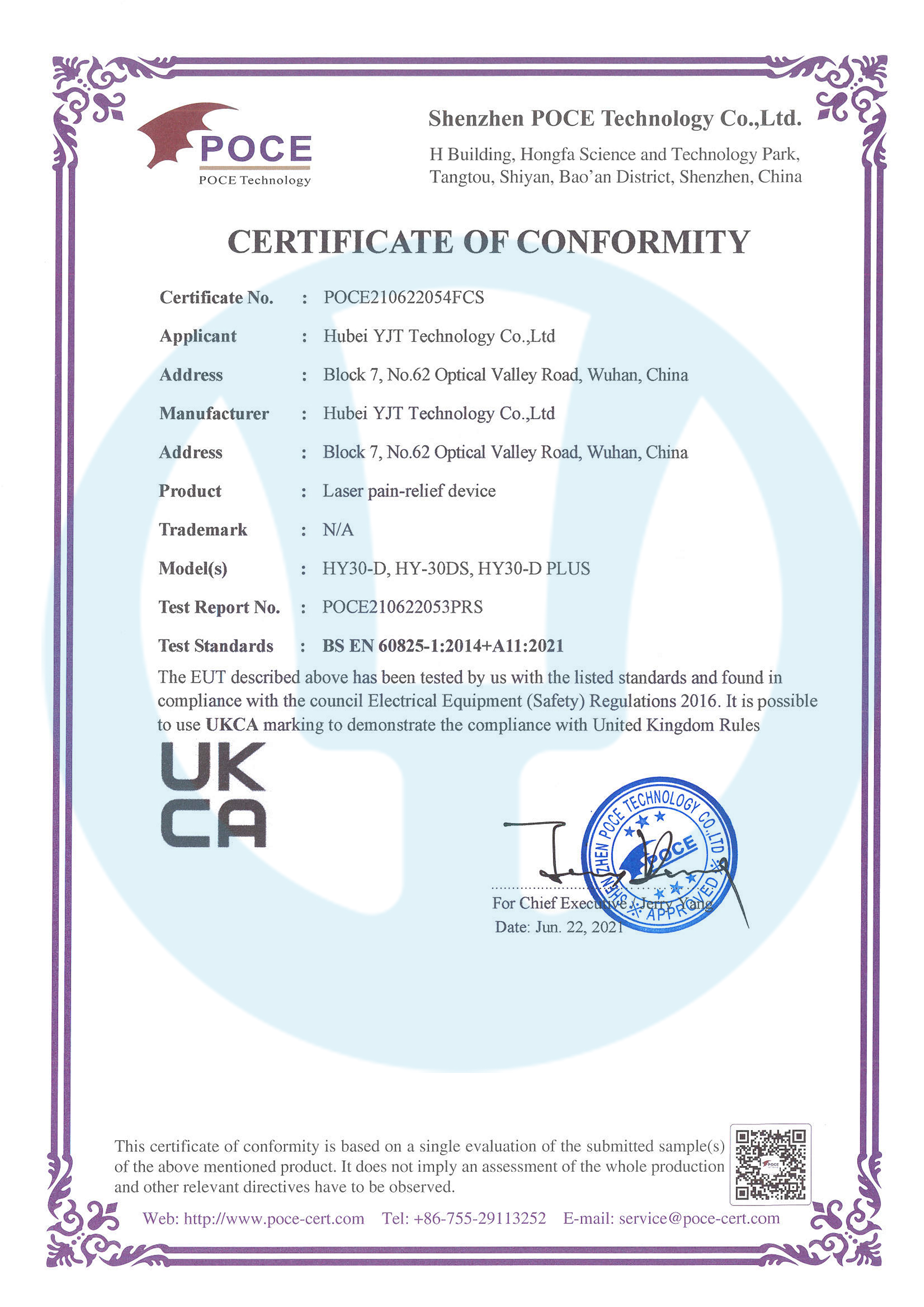 4-Pain relief- BS EN 60825-1 UKCA certificate